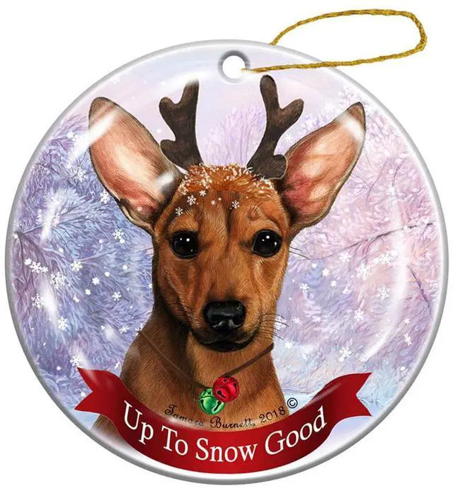 Main image of Holiday Red Chiweenie Reindeer Dog Porcelain Christmas Ornament