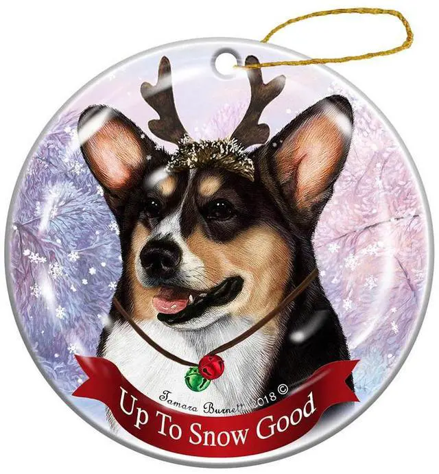Main image of Holiday Pet Gifts Pembroke Corgi Tricolor Dog Porcelain Christmas Ornament