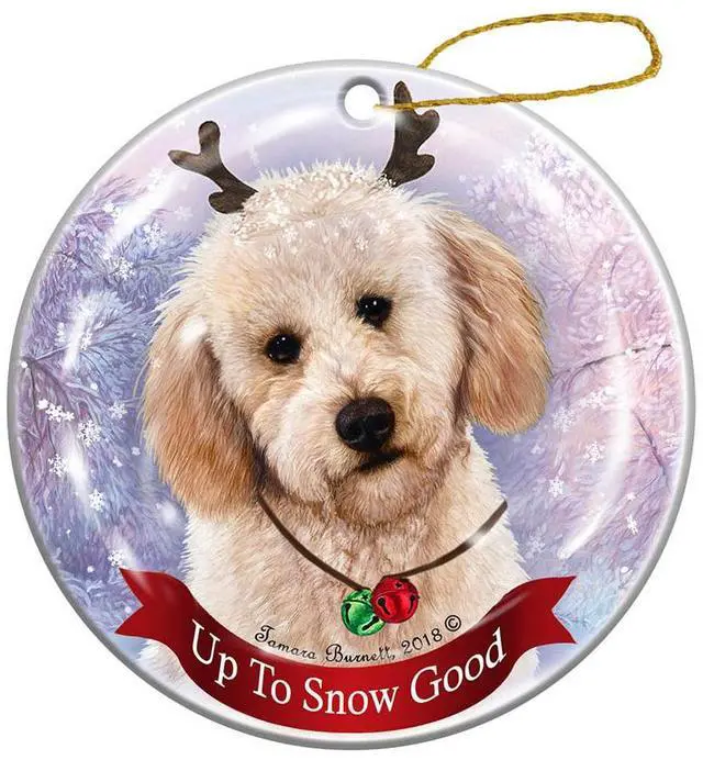 Main image of Holiday Pet Gifts Yellow Labradoodle Dog Porcelain Christmas Ornament