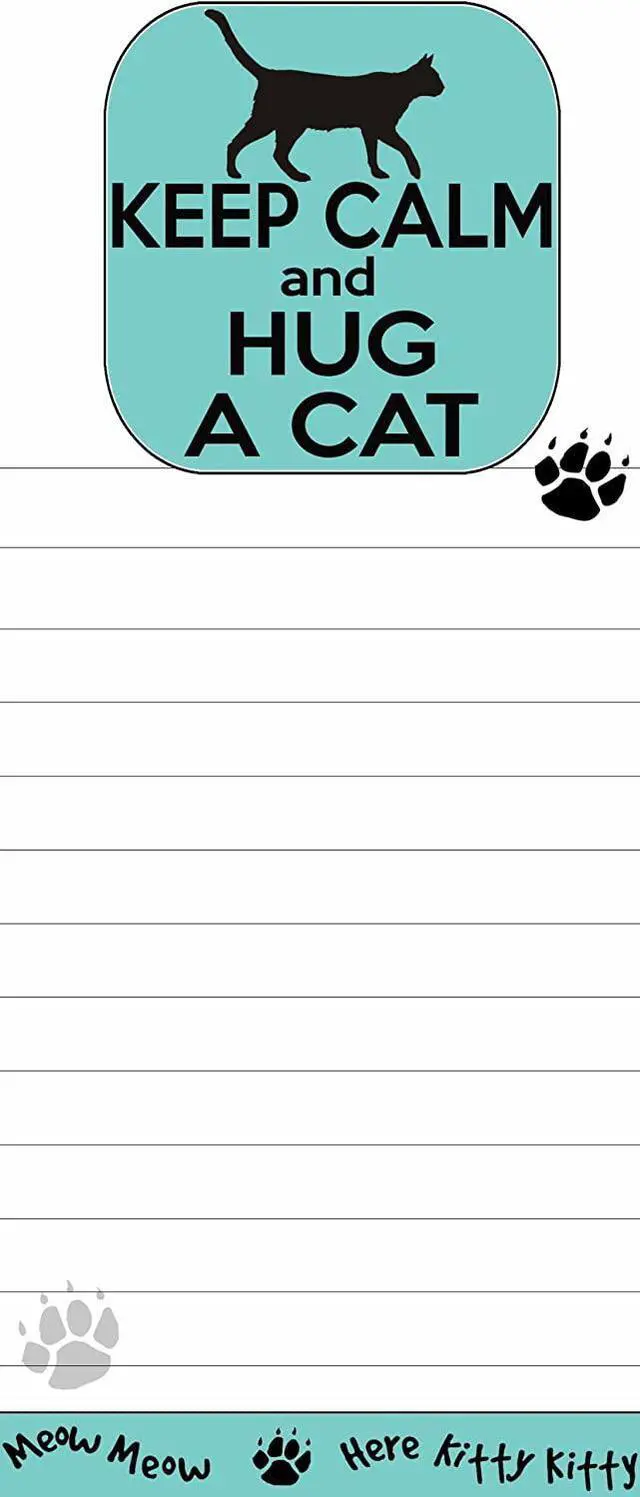 Main image of "Keep Calm and Hug A Cat" Uniquely Shaped Magnetic Sticky List Pads