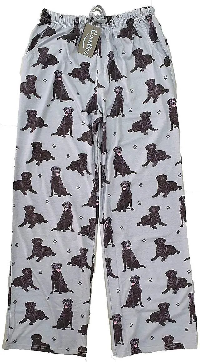 Main image of Black Labrador Retriever Unisex Lightweight Cotton Blend Pajama Bottoms- Large