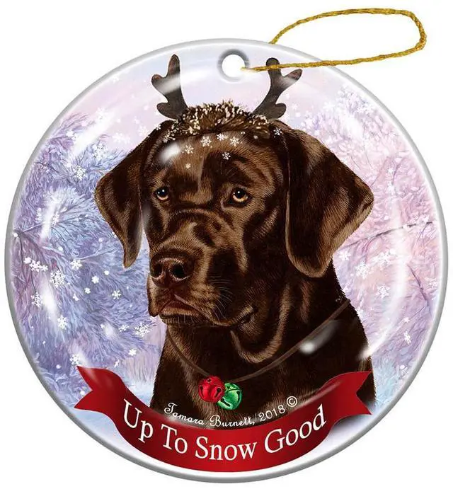Main image of Holiday Pet Gifts English Chocolate Lab Dog Porcelain Christmas Ornament