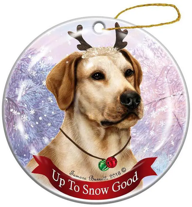 Main image of Holiday Pet Gifts American Yellow Lab Dog Porcelain Christmas Ornament