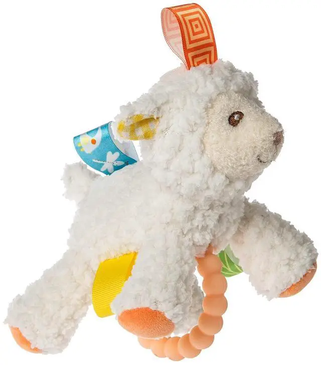 Main image of Mary Meyer Taggies Teether Baby Rattle Soft Toy, 5-Inches, Sherbet Lamb