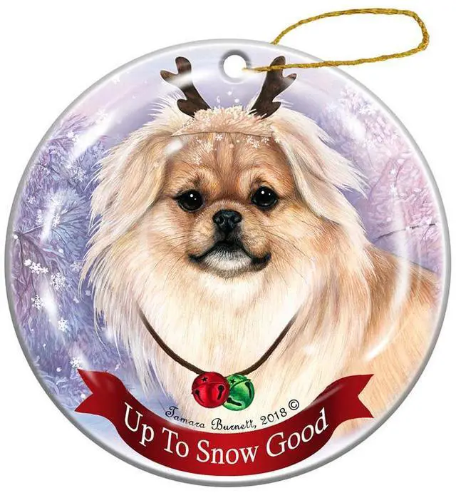 Main image of Holiday Pet Gifts Tibetan Spaniel Cream Dog Porcelain Christmas Ornament