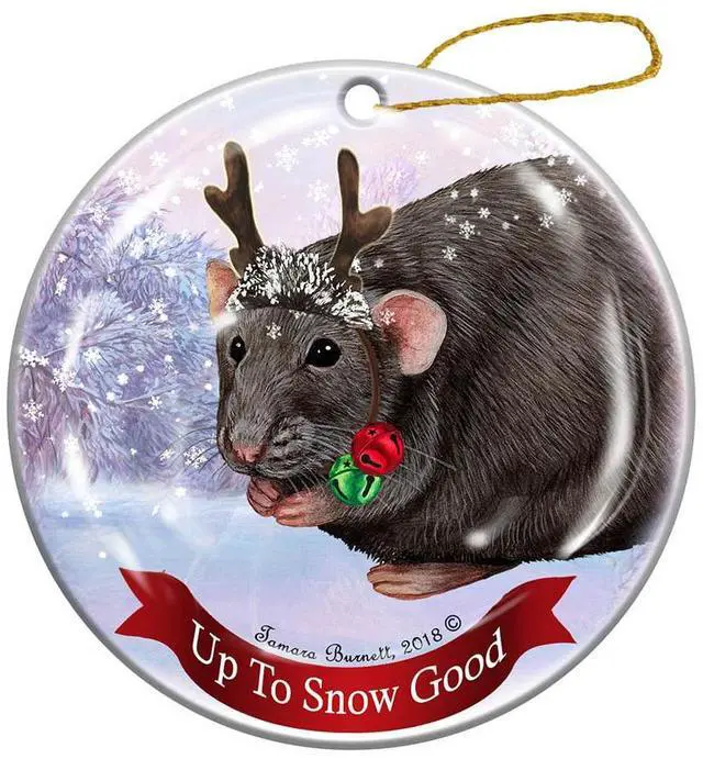 Main image of Holiday Pet Gifts Rat Dark Grey Solid Porcelain Christmas Ornament