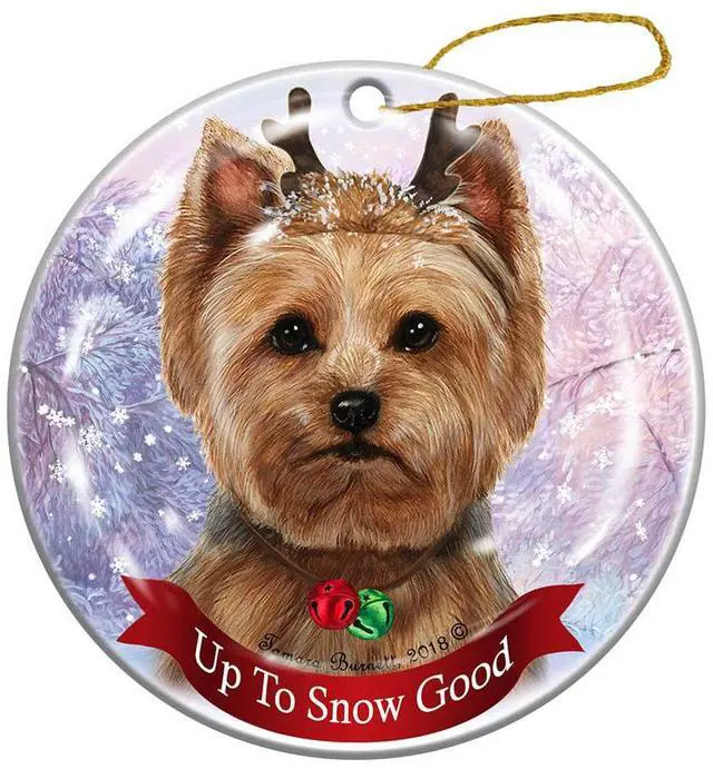Main image of Holiday Pet Gifts Yorkie Light Brown Porcelain Christmas Ornament