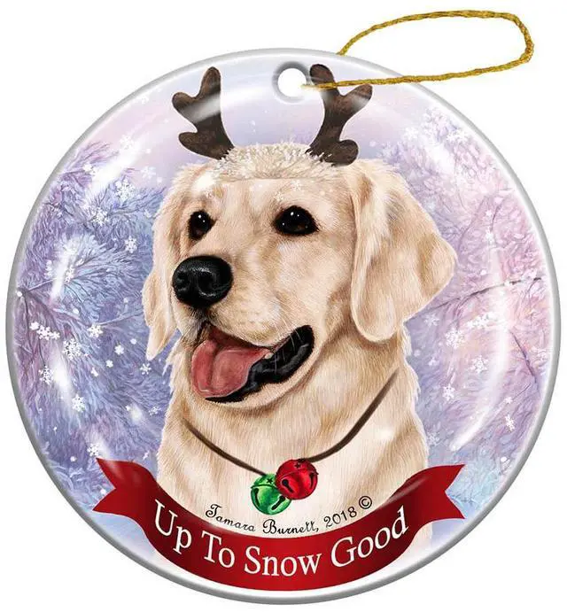 Main image of Holiday Pet Gifts Golden Retriever White Dog Porcelain Christmas Ornament