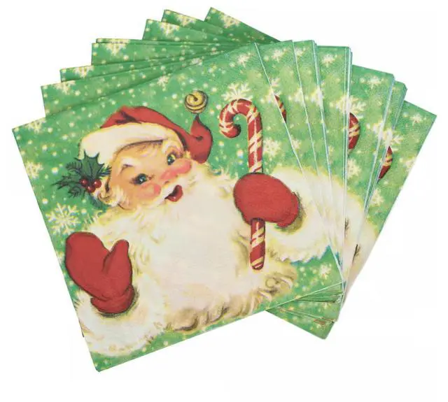 Alt view image 2 of 4 - Primitives By Kathy Paper Dinner Napkins, 6.50" x 6.50", 20/pk, Retro Santa