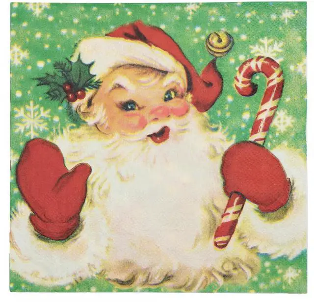 Main image of Primitives By Kathy Paper Dinner Napkins, 6.50" x 6.50", 20/pk, Retro Santa