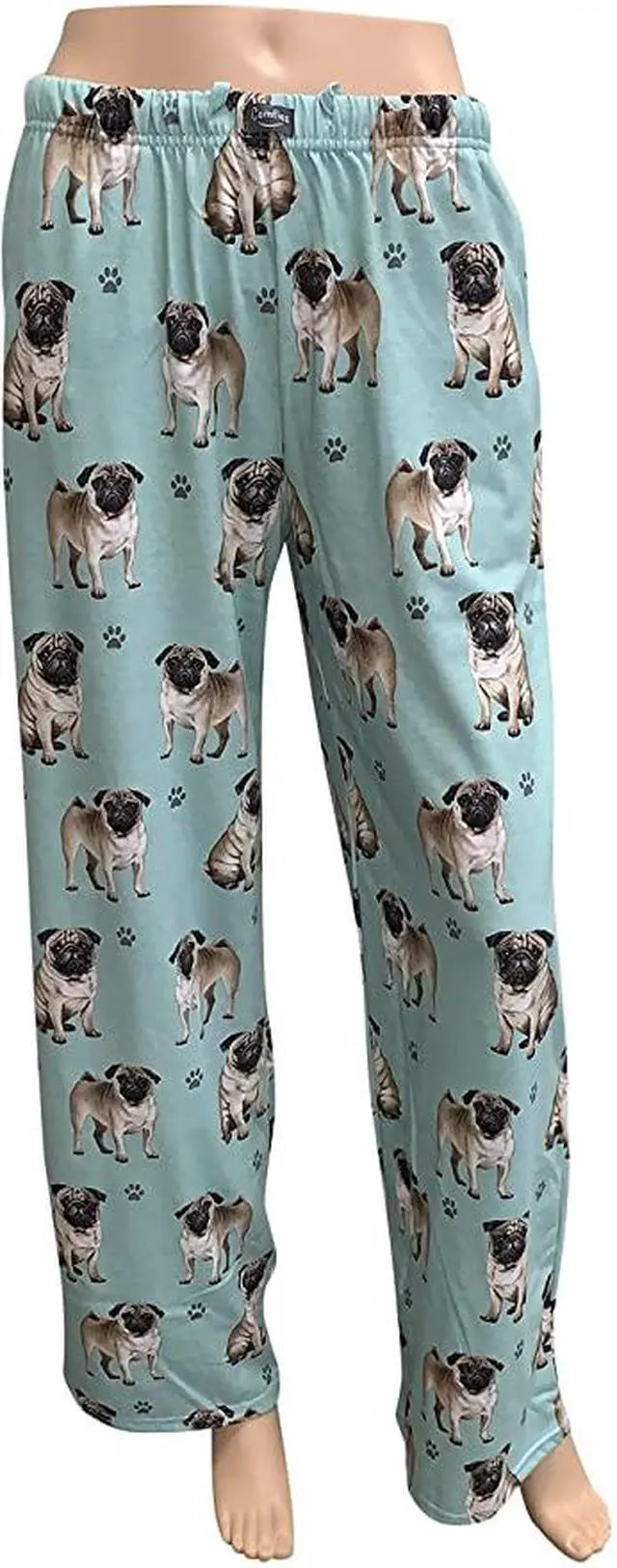 Alt view image 2 of 2 - Pug Unisex Lightweight Cotton Blend Pajama Bottoms- Large