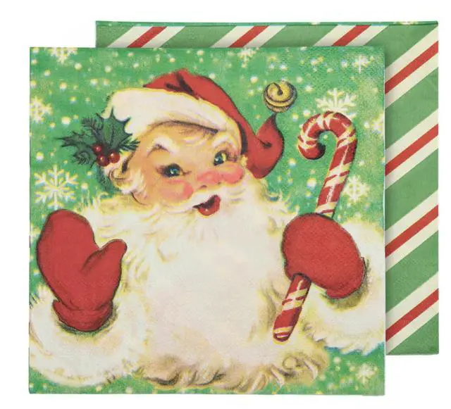 Alt view image 3 of 4 - Primitives By Kathy Paper Dinner Napkins, 6.50" x 6.50", 20/pk, Retro Santa