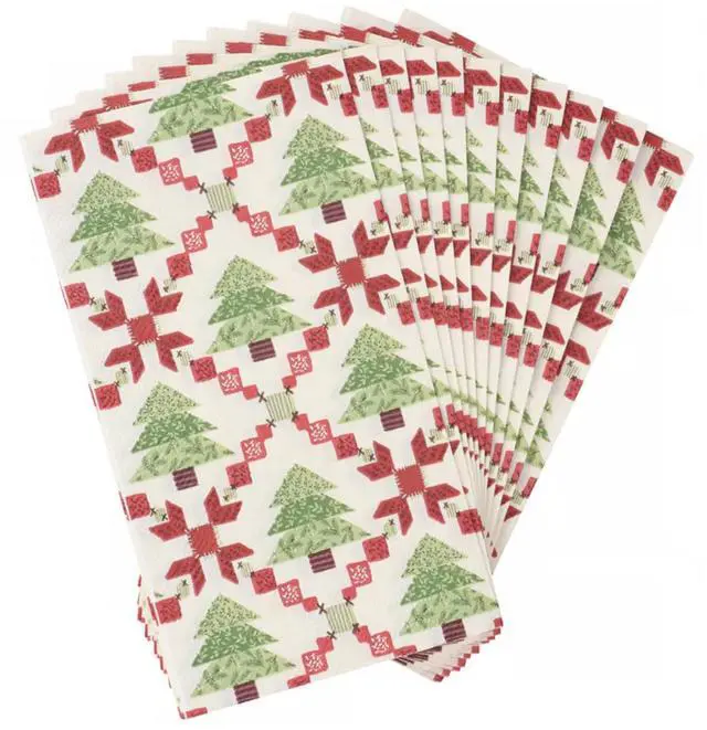 Alt view image 2 of 3 - Primitives By Kathy Paper Beverage Napkins, 4.25" x 8", 16/pk, Tree Quilt