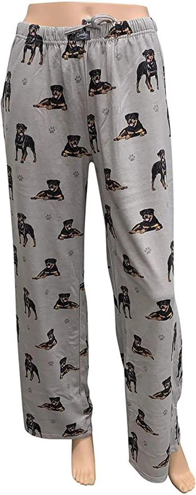 Alt view image 2 of 2 - Rottweiler Unisex Lightweight Cotton Blend Pajama Bottoms- Large