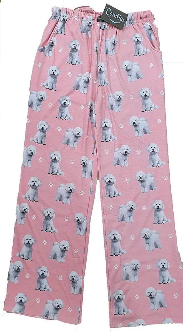 Main image of Bichon Frise Unisex Lightweight Cotton Blend Pajama Bottoms- X-Large