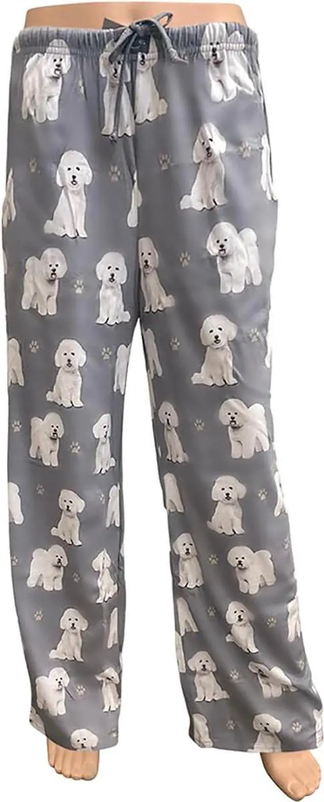 Main image of Bichon Frise Unisex Lightweight Cotton Blend Pajama Bottoms- Large