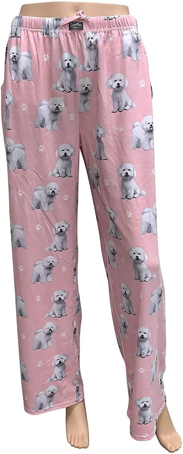 Alt view image 2 of 2 - Bichon Frise Unisex Lightweight Cotton Blend Pajama Bottoms- X-Large