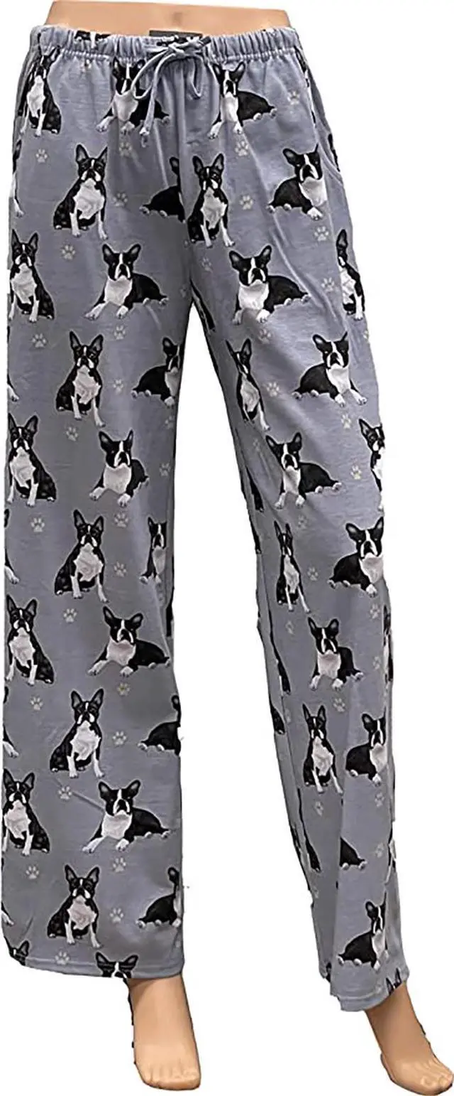 Main image of Boston Terrier Unisex Lightweight Cotton Blend Pajama Bottoms- X-Large