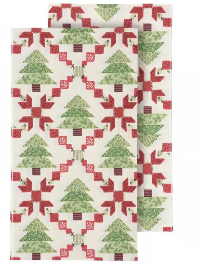 Alt view image 3 of 3 - Primitives By Kathy Paper Beverage Napkins, 4.25" x 8", 16/pk, Tree Quilt