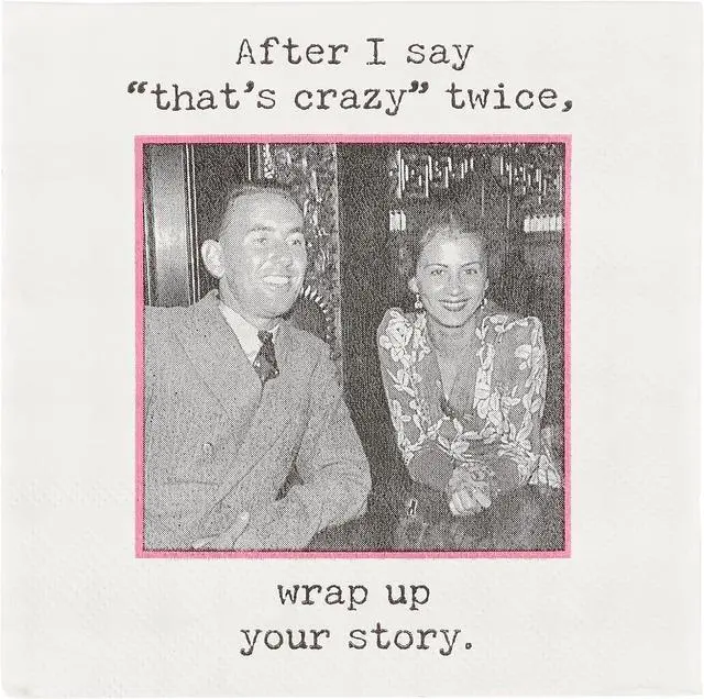 Main image of Trash Talk Paper Beverage Napkins, 5" x 5", 20/pk, That's Crazy Twice, Wrap Up