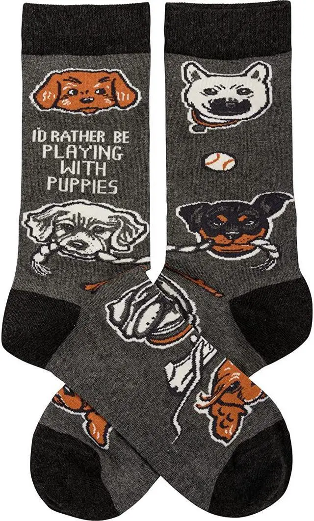 Alt view image 3 of 4 - Primitives by Kathy 113094 I'd Rather Be Playing with Puppies Socks