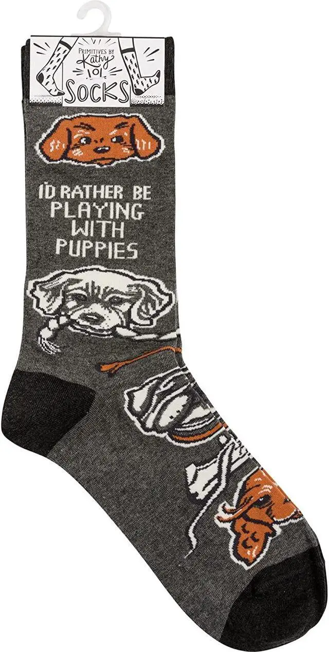 Alt view image 4 of 4 - Primitives by Kathy 113094 I'd Rather Be Playing with Puppies Socks