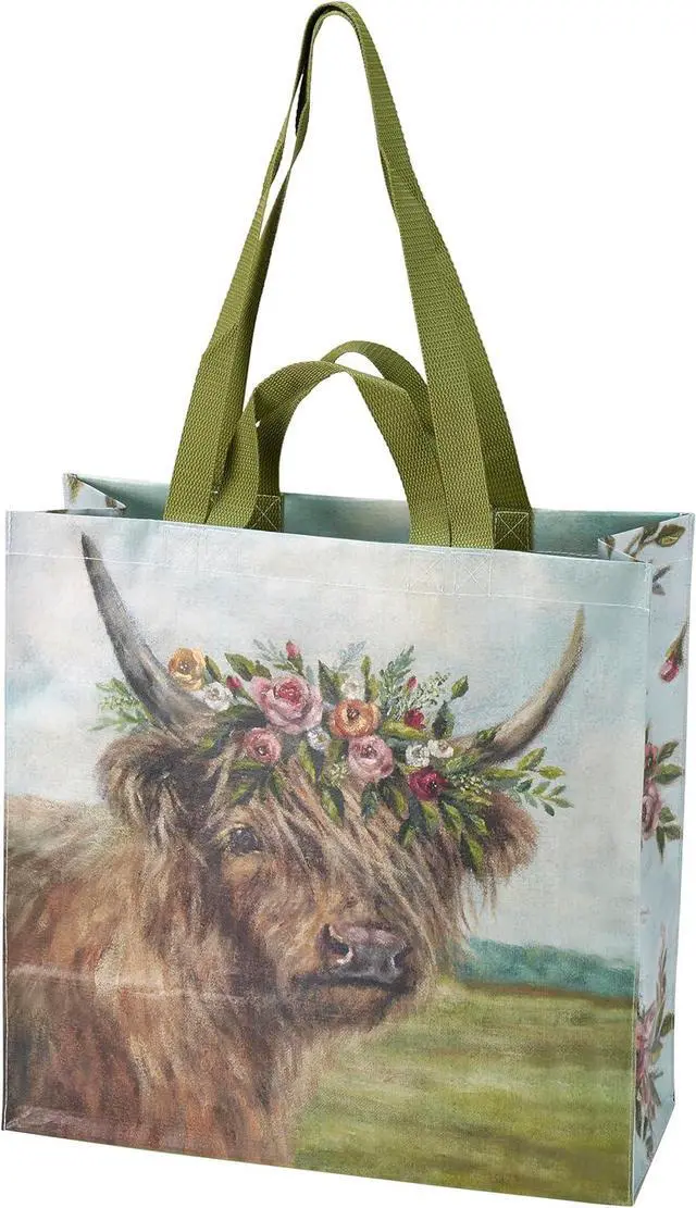 Alt view image 2 of 3 - Primitives By Kathy Market Tote - Floral Highland Market Tote, 15 x 15 x 6"