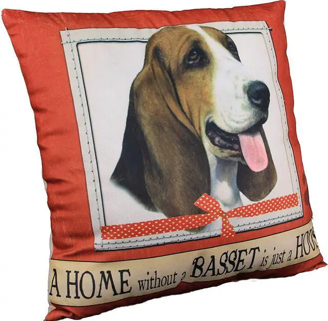Main image of E&S Pets Large Dog Design Throw Pillow 16 x 16 inches - Basset Hound