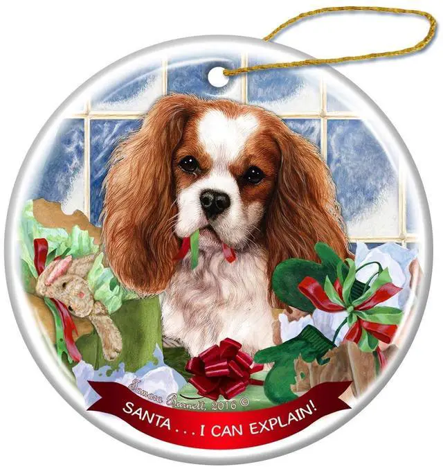 Main image of Blenheim Cavalier King Charles Dog Porcelain Hanging Ornament Pet Gift