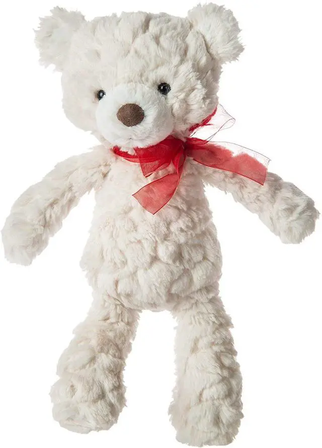 Main image of Mary Meyer Valentine Cream Putty Bear with Red Bow Stuffed Animal Toy, 11"