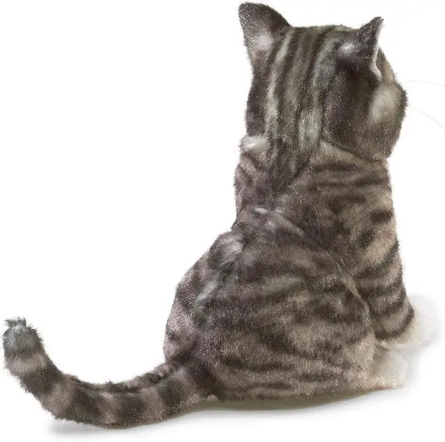 Alt view image 4 of 4 - Folkmanis Mini Tabby Cat Finger Puppet, Gray; Black; White