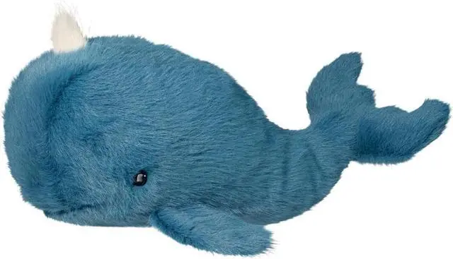 Main image of Douglas Marina Navy Whale with Spout Plush Stuffed Animal Toy, 12"