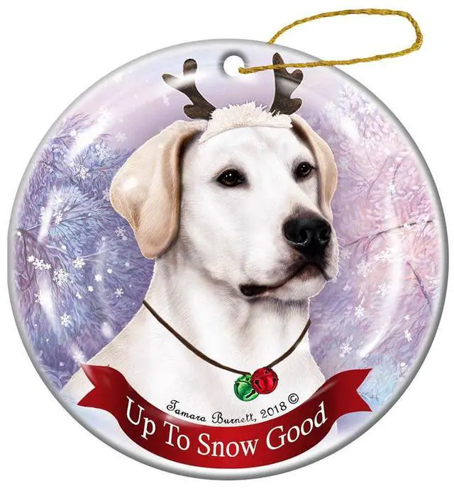 Main image of Holiday Pet Gifts American White Lab Dog Porcelain Christmas Ornament