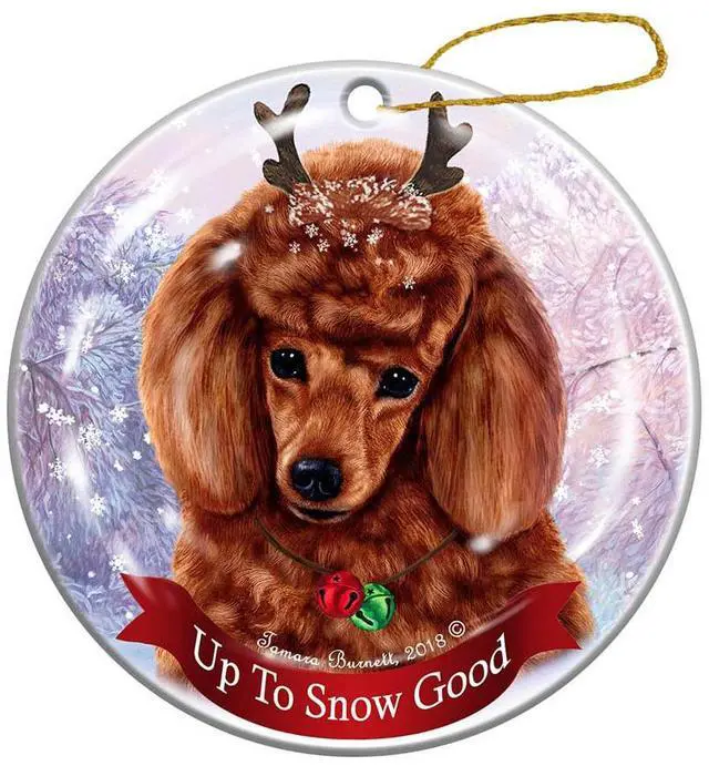 Main image of Holiday Pet Gifts Poodle Red Dog Porcelain Christmas Ornament