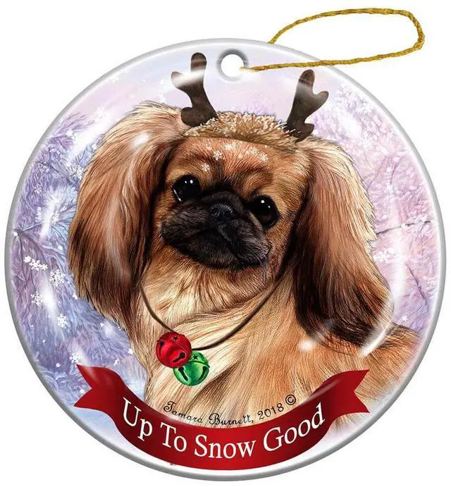 Main image of Holiday Pet Gifts Pekingese Red Dog Porcelain Christmas Ornament