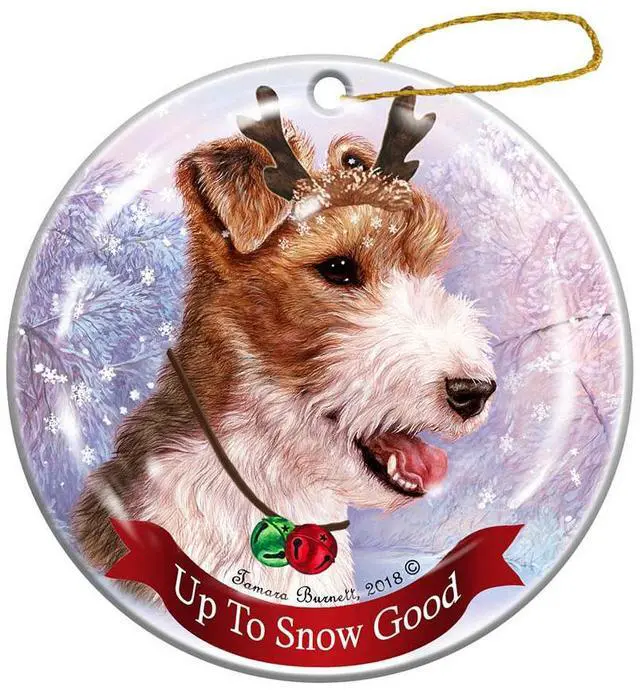 Main image of Holiday Pet Gifts Wire Hair Fox Terrier Porcelain Christmas Ornament