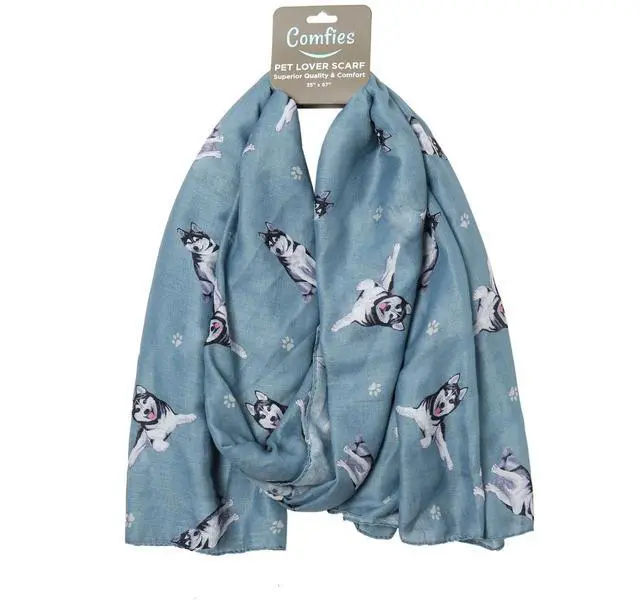 Main image of Siberian Husky Dog Lover Scarf - Year-round scarf- Lightweight material, 67"