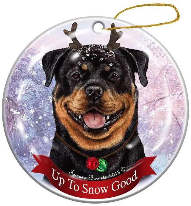 Main image of Holiday Pet Gifts Rottweiler Dog Porcelain Christmas Ornament
