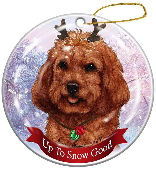 Main image of Holiday Pet Gifts Cockapoo Red Dog Porcelain Christmas Ornament