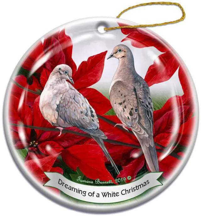 Main image of Holiday Pet Gifts Mourning Doves Bird Porcelain Christmas Ornament