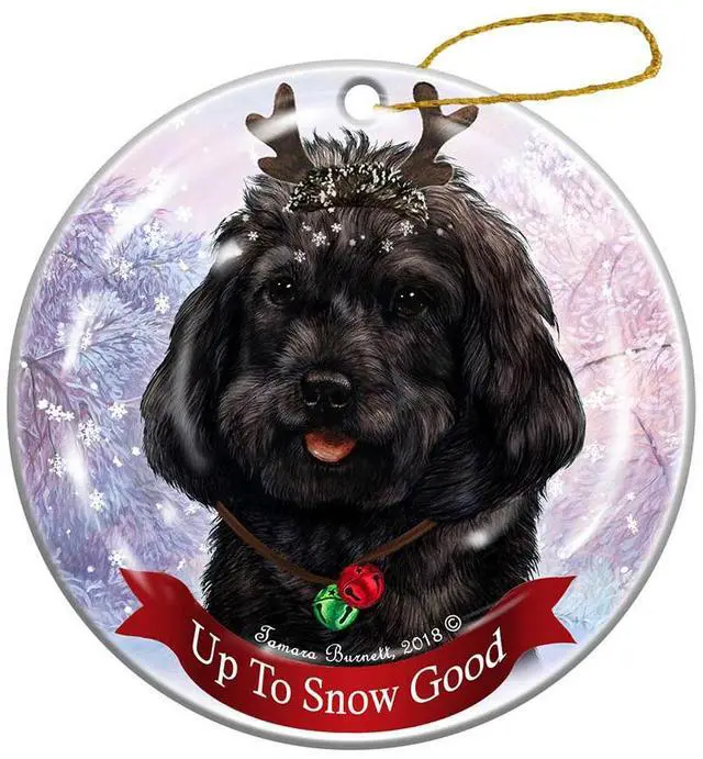 Main image of Holiday Pet Gifts Black Cockapoo Dog Porcelain Christmas Ornament