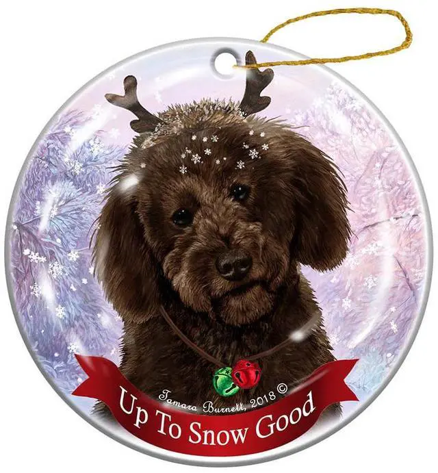 Main image of Holiday Pet Gifts Labradoodle Chocolate Dog Porcelain Christmas Ornament