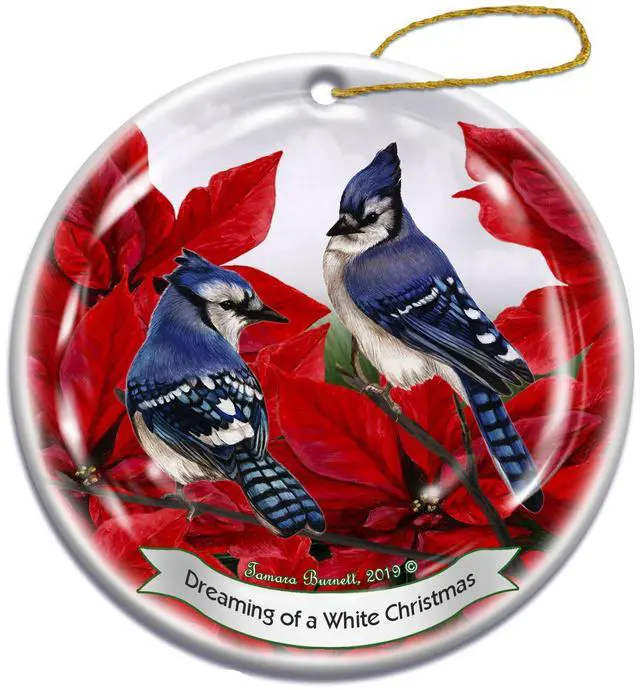 Main image of Holiday Pet Gifts Eastern Blue Jay Bird Porcelain Christmas Ornament