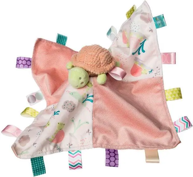 Alt view image 3 of 3 - Taggies Soothing Sensory Stuffed Animal Security Blanket with Tags, Tippy Turtle