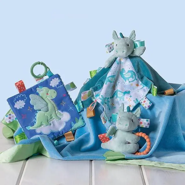 Alt view image 4 of 4 - Taggies Soft Baby Rattle with Teether Ring and Sensory Tags, 6", Drax Dragon