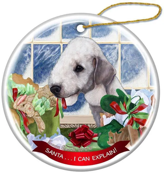 Main image of Bedlington Terrier Blue Dog Porcelain Ornament Pet Santa I Can Explain!
