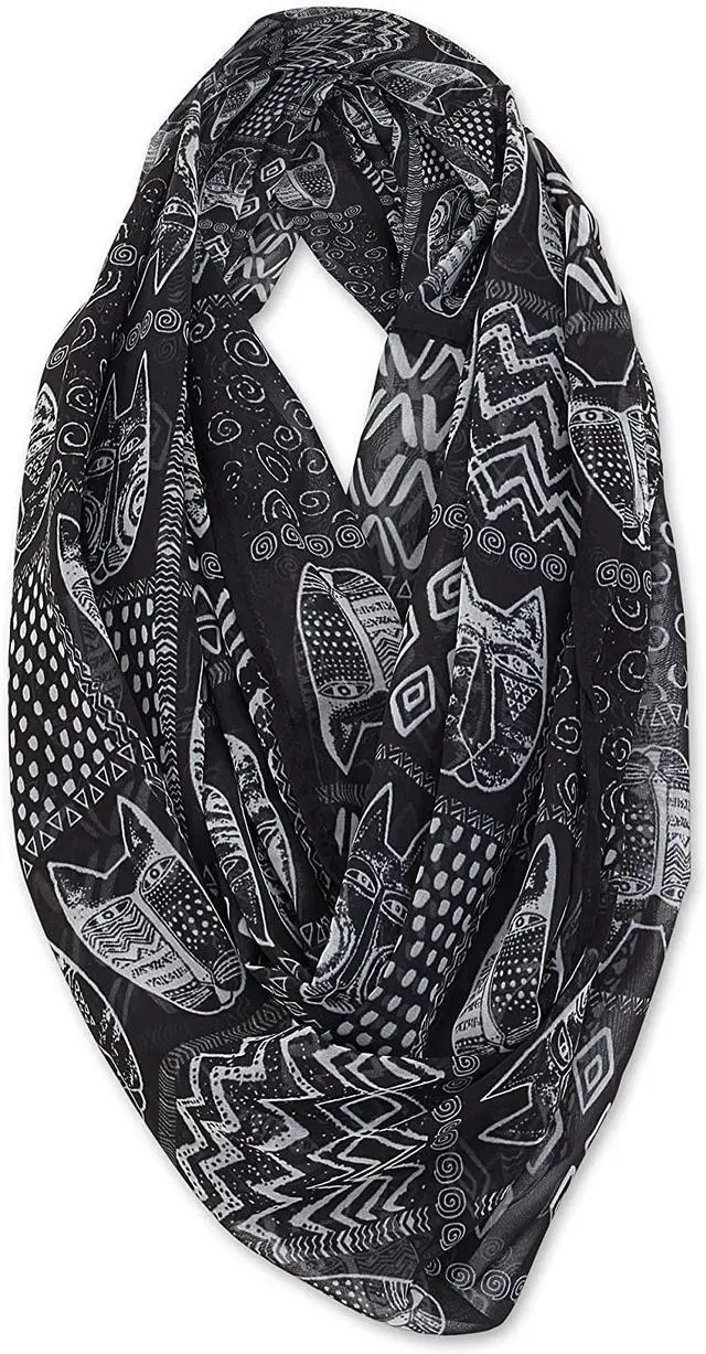 Main image of Laurel Burch Artistic Infinity Scarf Collection (Black White Cats