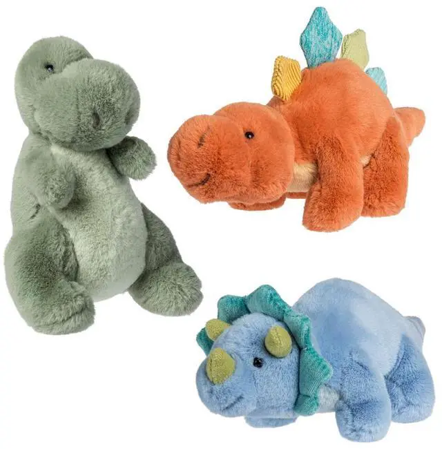 Alt view image 4 of 4 - Mary Meyer Stuffed Animal Soft Toy, Little Fossil Dino, Blue Triceratops, 6"