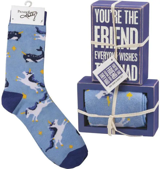 Main image of Primitives by Kathy Box Sign & Pair of Socks Set - You're The Friend