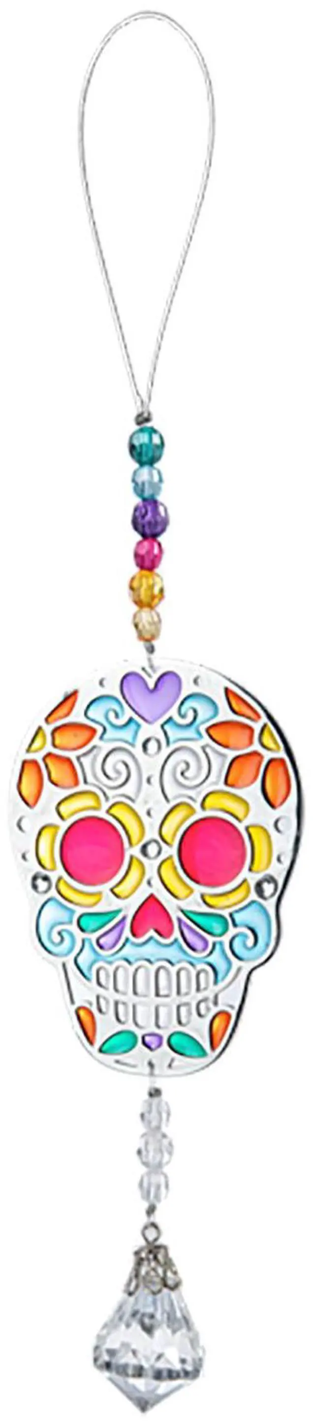 Main image of Ganz Sugar Skull SUN JEWELS Sun Catcher Acrylic Ornament, 2" x6"
